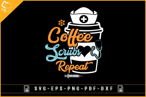 Coffee Scrubs Repeat Design for Nurses
