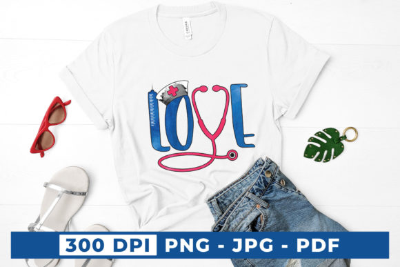 Love, Nurse Sublimation Design for Crafts and Graphics