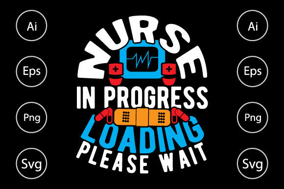 Nurse in Progress Loading Please Wait: A Graphic Design Asset for Creative Publishers